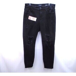 Judy Blue Womens Boyfriend Fit Jeans Size 14W (34x28) Destroyed Denim Black